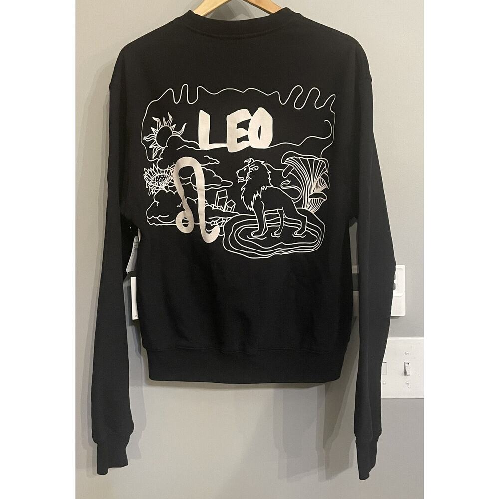 Good American Sweatshirt Graphic Leo Zodiac Black‎ Crewneck Womens 1 New
